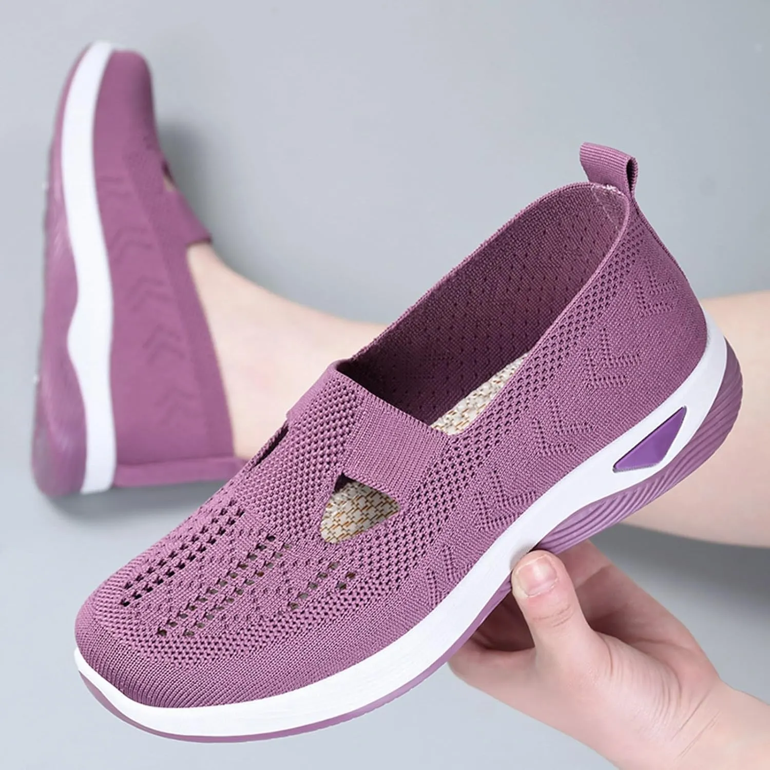 Womens Orthopedic Comfortable Walking Shoes Slip On Sneakers with Arch Support Casual Loafers Plantar Fasciitis Relief Foot Heel Pain Diabetic