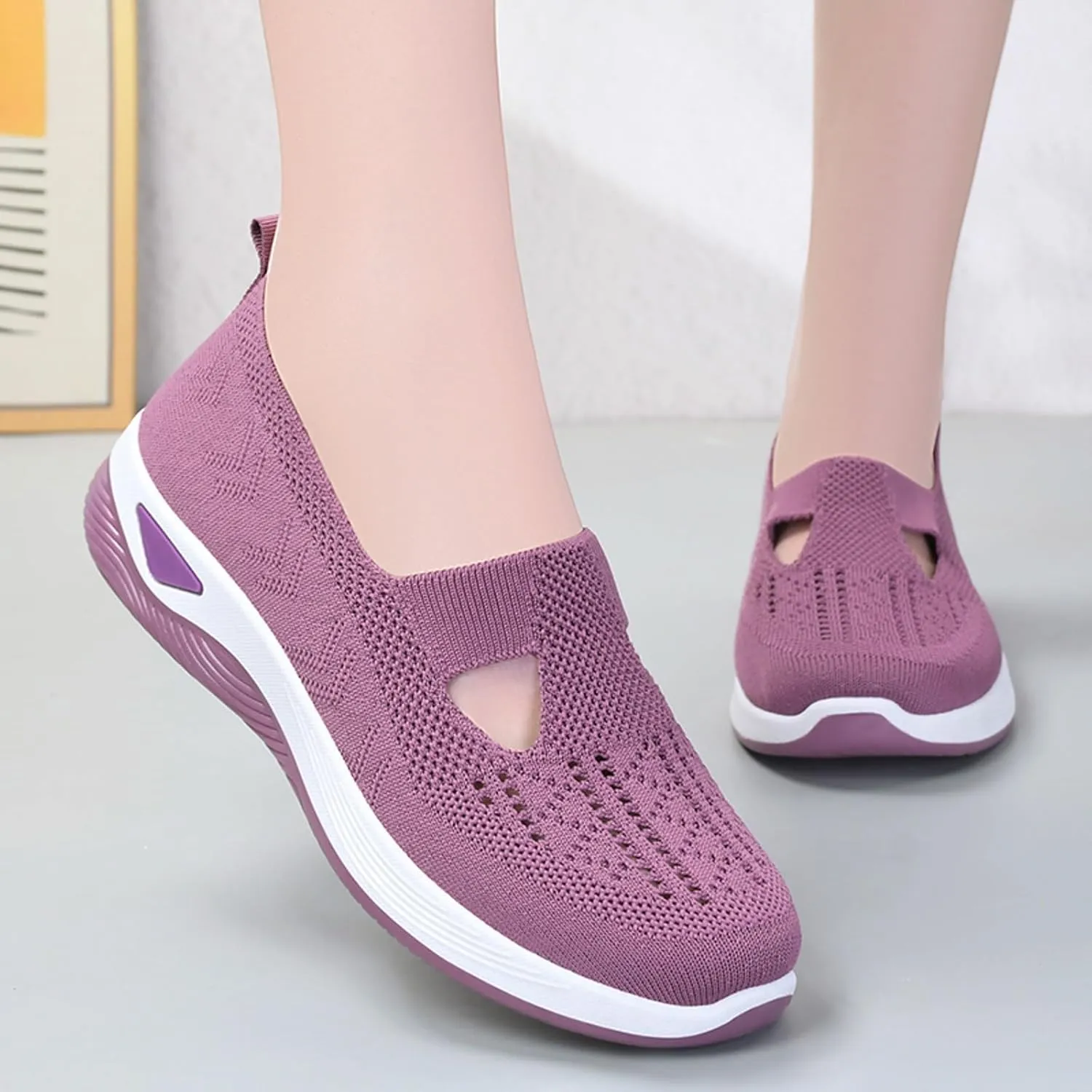 Womens Orthopedic Comfortable Walking Shoes Slip On Sneakers with Arch Support Casual Loafers Plantar Fasciitis Relief Foot Heel Pain Diabetic