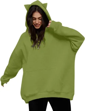 Womens Oversized Hoodies Sweatshirts 2024 Cute Casual Loose Solid Color Pullover Fall Outfits with Big Pocket