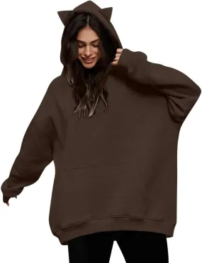 Womens Oversized Hoodies Sweatshirts 2024 Cute Casual Loose Solid Color Pullover Fall Outfits with Big Pocket
