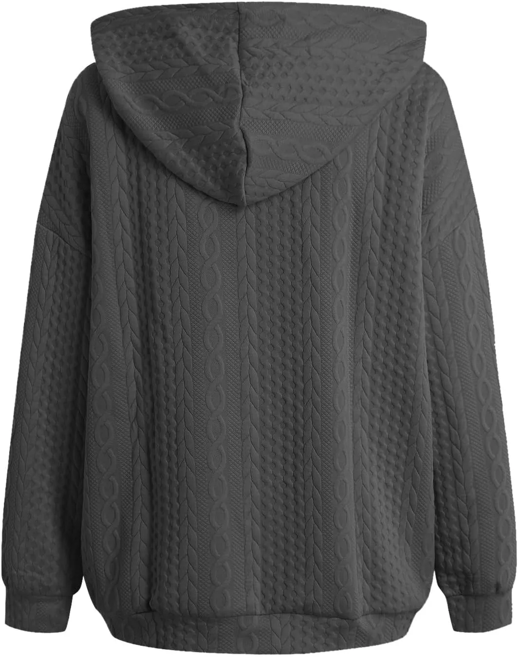 Womens Oversized Hoodies Zip Up Long Sleeve Drawstring Sweatshirt Lightweight Texture Jacket with Pocket 2024