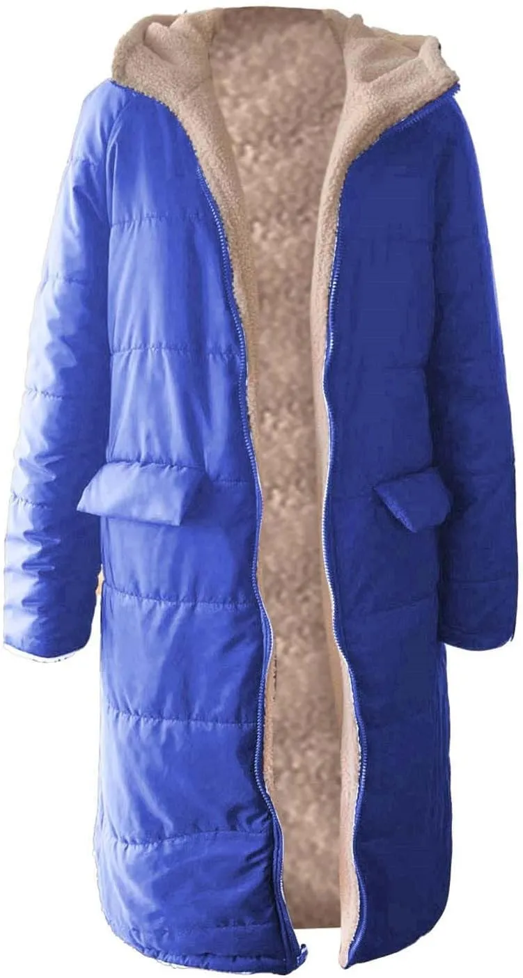 Womens Parka and Long Winter Jackets Double Faced Long Sleeve Hooded Down Jacket Womens Winter Jacket Women'S Winter