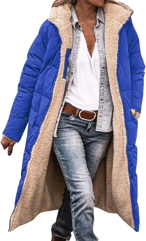 Womens Parka and Long Winter Jackets Double Faced Long Sleeve Hooded Down Jacket Womens Winter Jacket Women'S Winter