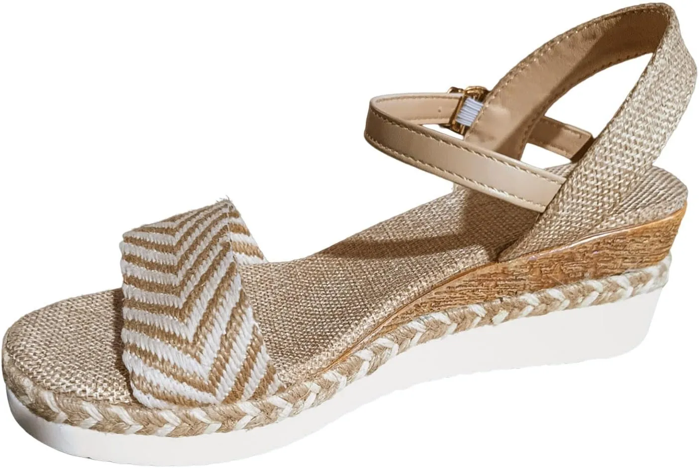 Womens Platform Sandals Elastic Ankle Strap Rhinestone Summer Platform Comfortable Low Wedges Womens Sandal