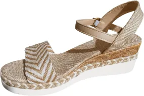Womens Platform Sandals Elastic Ankle Strap Rhinestone Summer Platform Comfortable Low Wedges Womens Sandal