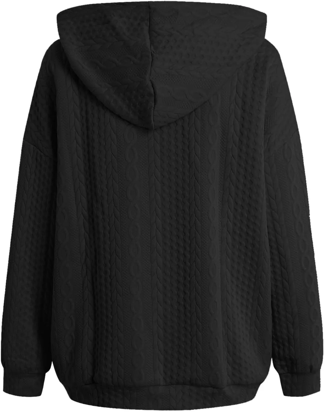 Womens Plus Size Hoodies Zip Up Sweatshirts Long Sleeve Textured Drawstring Zip Jackets Outwear with Pockets