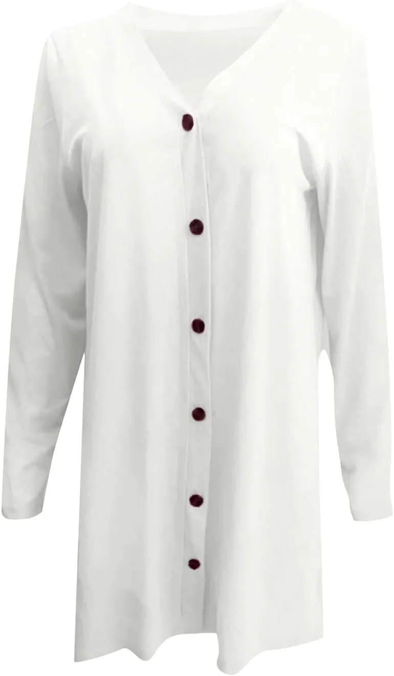 Womens Plus Size Jackets Women Casual Solid Button Down Long Sleeve Cardigan Blouse Lightweight Womens Jackets