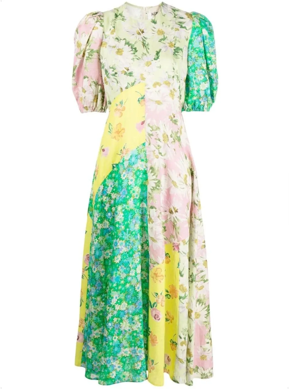 Womens Printed Boho Maxi Dress Womens Crew Neck Maxi Dresses Puff Sleeve A-line Dress Floral Dresses