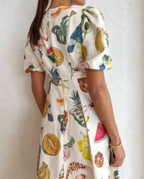 Womens Printed Boho Maxi Dress Womens Crew Neck Maxi Dresses Puff Sleeve A-line Dress Floral Dresses