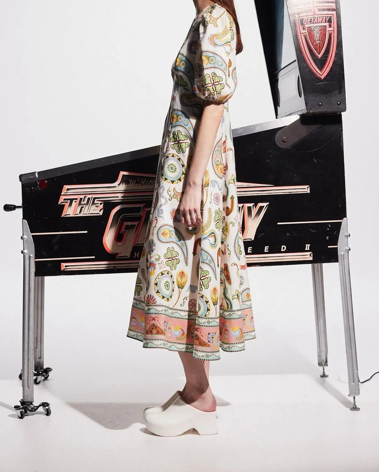 Womens Printed Boho Maxi Dress Womens Crew Neck Maxi Dresses Puff Sleeve A-line Dress Floral Dresses