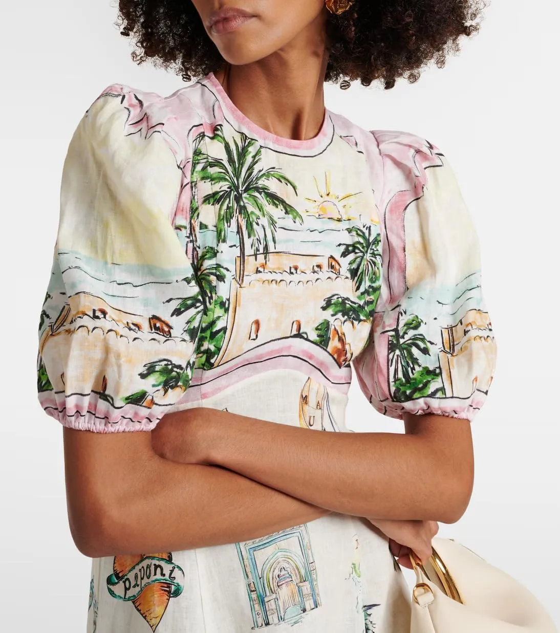Womens Printed Boho Maxi Dress Womens Crew Neck Maxi Dresses Puff Sleeve A-line Dress Floral Dresses