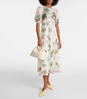 Womens Printed Boho Maxi Dress Womens Crew Neck Maxi Dresses Puff Sleeve A-line Dress Floral Dresses