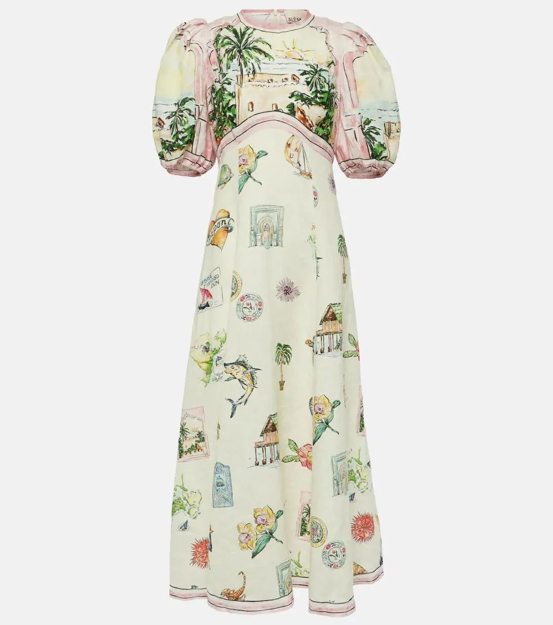 Womens Printed Boho Maxi Dress Womens Crew Neck Maxi Dresses Puff Sleeve A-line Dress Floral Dresses