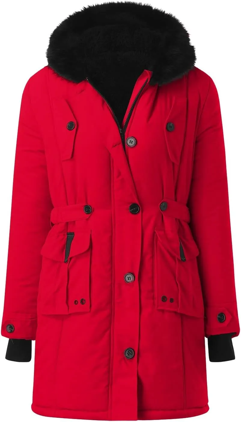 Womens Puffer Parka Jacket Coat Lapel Collar Long Sleeve Jacket Vintage Thicken Coat Jacket Womens Lightweight Down
