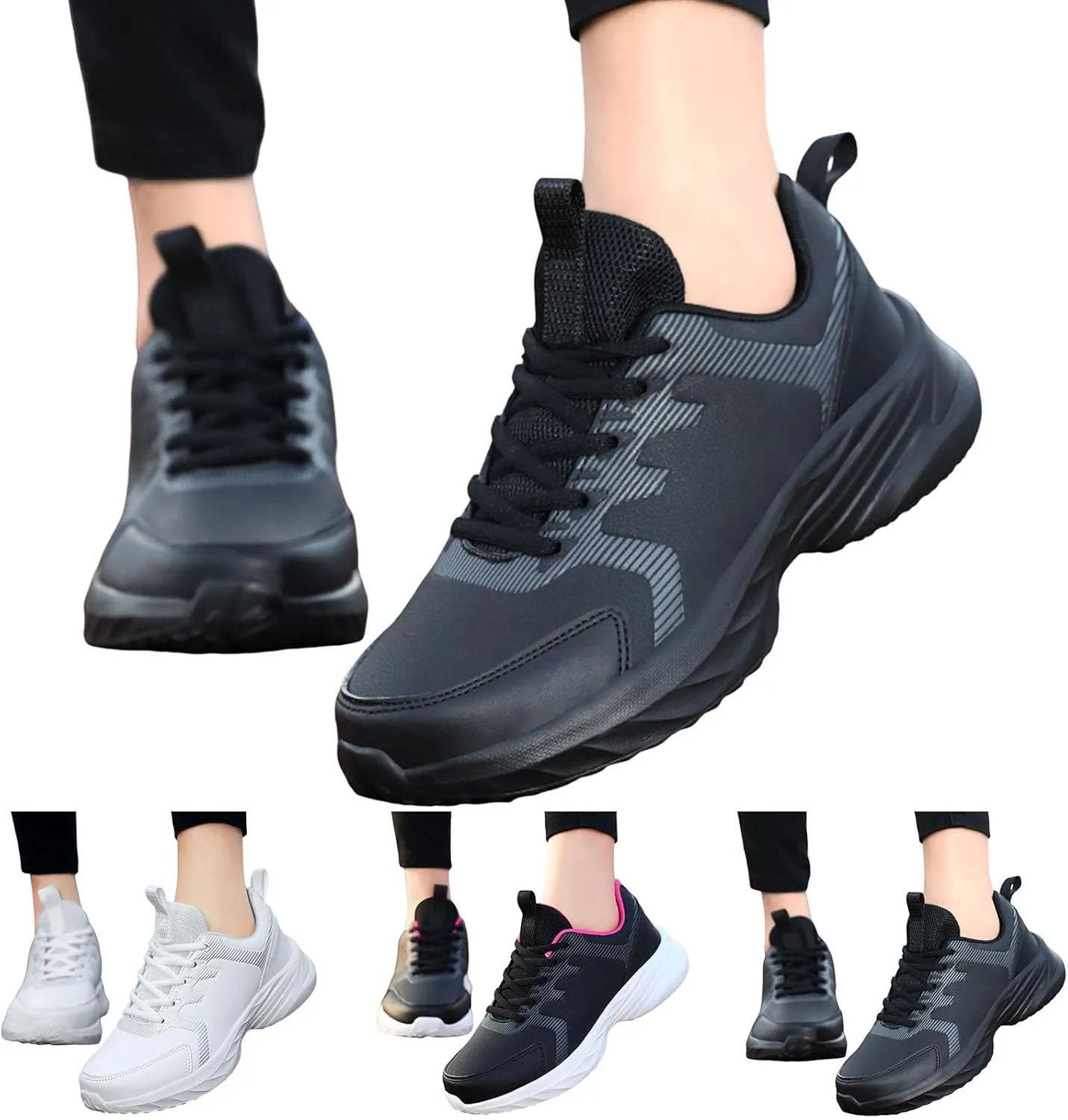Womens Running Sneakers Womens Slip on Breathable Non Slip Work Shoes Thick Bottom Comfy Walking Shoes for Women