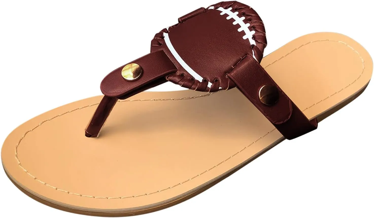 Womens Sandals, Baseball Flip-Flop Sandals Womens, Vintage Print Sandals Flat Pinch Toe Comfortable Sandals Summer Dressy Casual Sandals