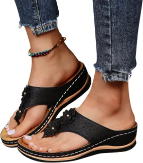 Womens Sandals Comfortable Flip Flops with Arch Support Summer Casual Dressy Wedge Platform Sandals Cute Shoes