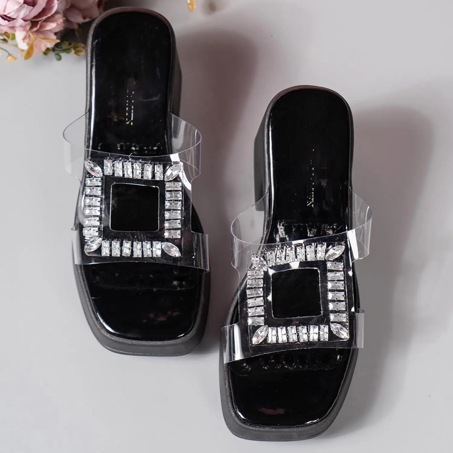Womens Sandals Platform Sandal Womens Clear Strap Sandals Slip On High Heeled Dress Shoes for Prom Wedding Party