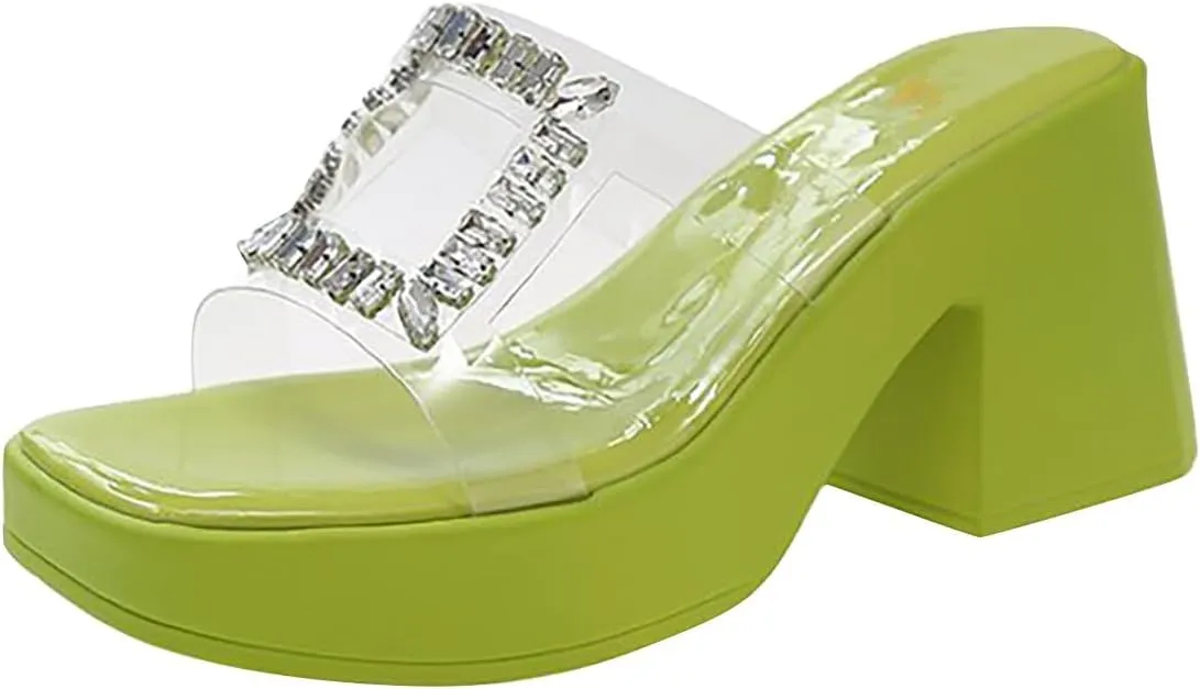 Womens Sandals Platform Sandal Womens Clear Strap Sandals Slip On High Heeled Dress Shoes for Prom Wedding Party