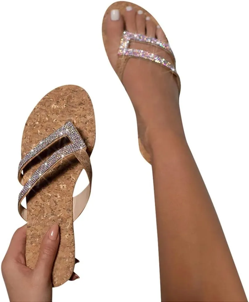 Womens Sandals Size 9 With Arch Support Sliders Beach Crystal Women's Flops Sandals Womens Leather Flip Flops Size 6