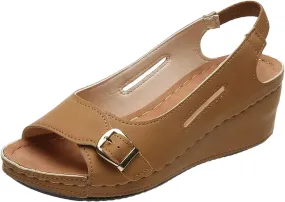 Women'S Sandals Size 9.5 Wide Shoes On Outdoor Wedge Toe Sandals Buckle Decor Summer Womens Womens Water Sandals Size 11