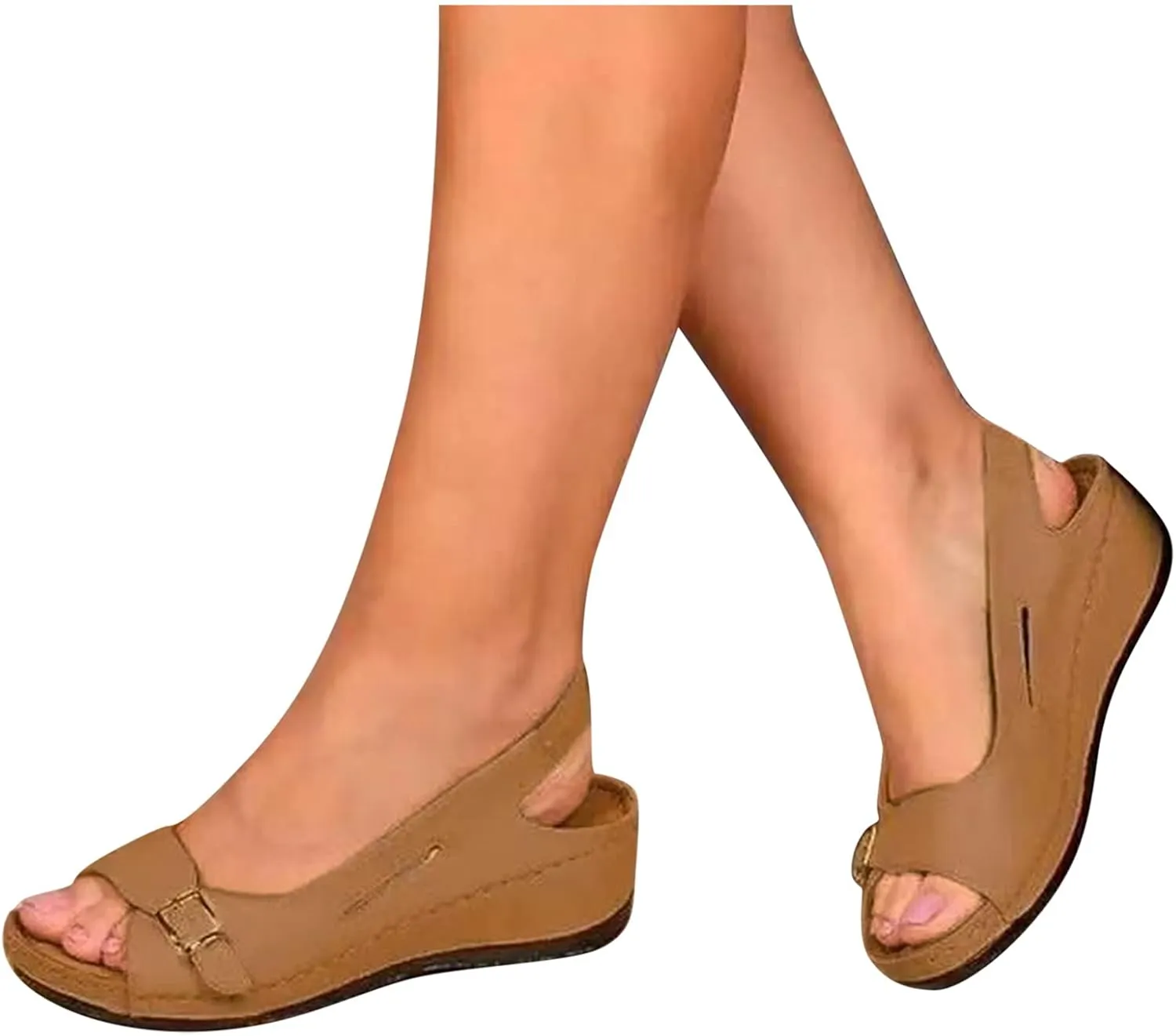 Women'S Sandals Size 9.5 Wide Shoes On Outdoor Wedge Toe Sandals Buckle Decor Summer Womens Womens Water Sandals Size 11