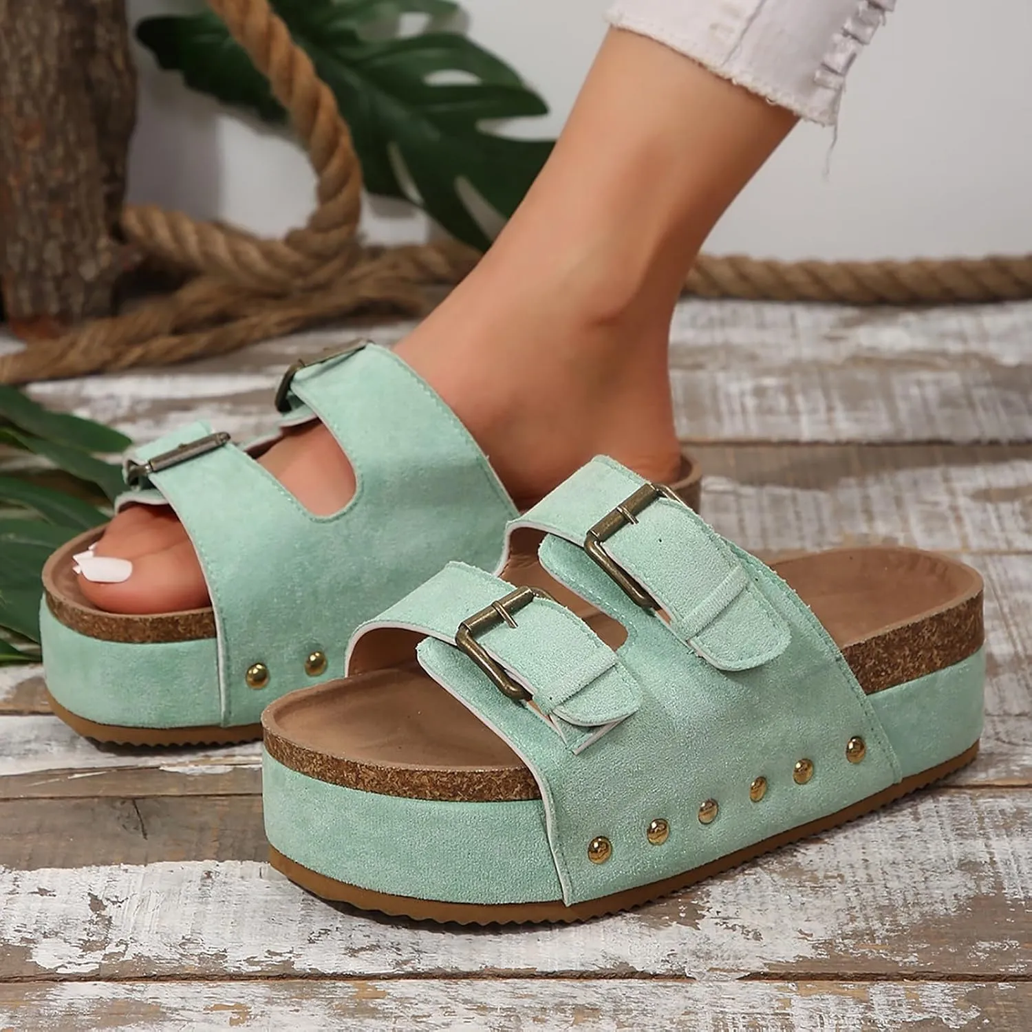 Women's Sandals Womens Casual Slip on Summer Wedge Sandals Summer Shoes Womens Low Wedges Platform Sandals