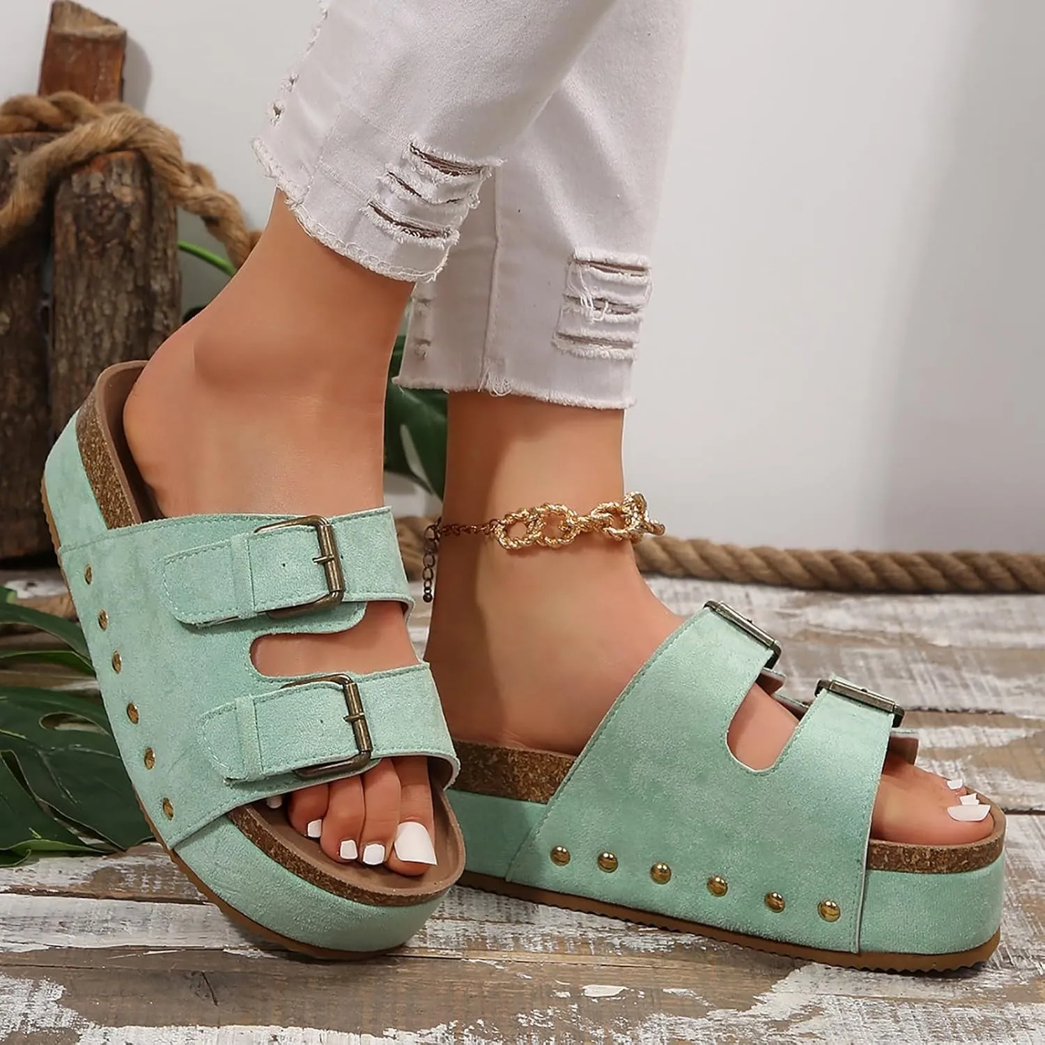 Women's Sandals Womens Casual Slip on Summer Wedge Sandals Summer Shoes Womens Low Wedges Platform Sandals