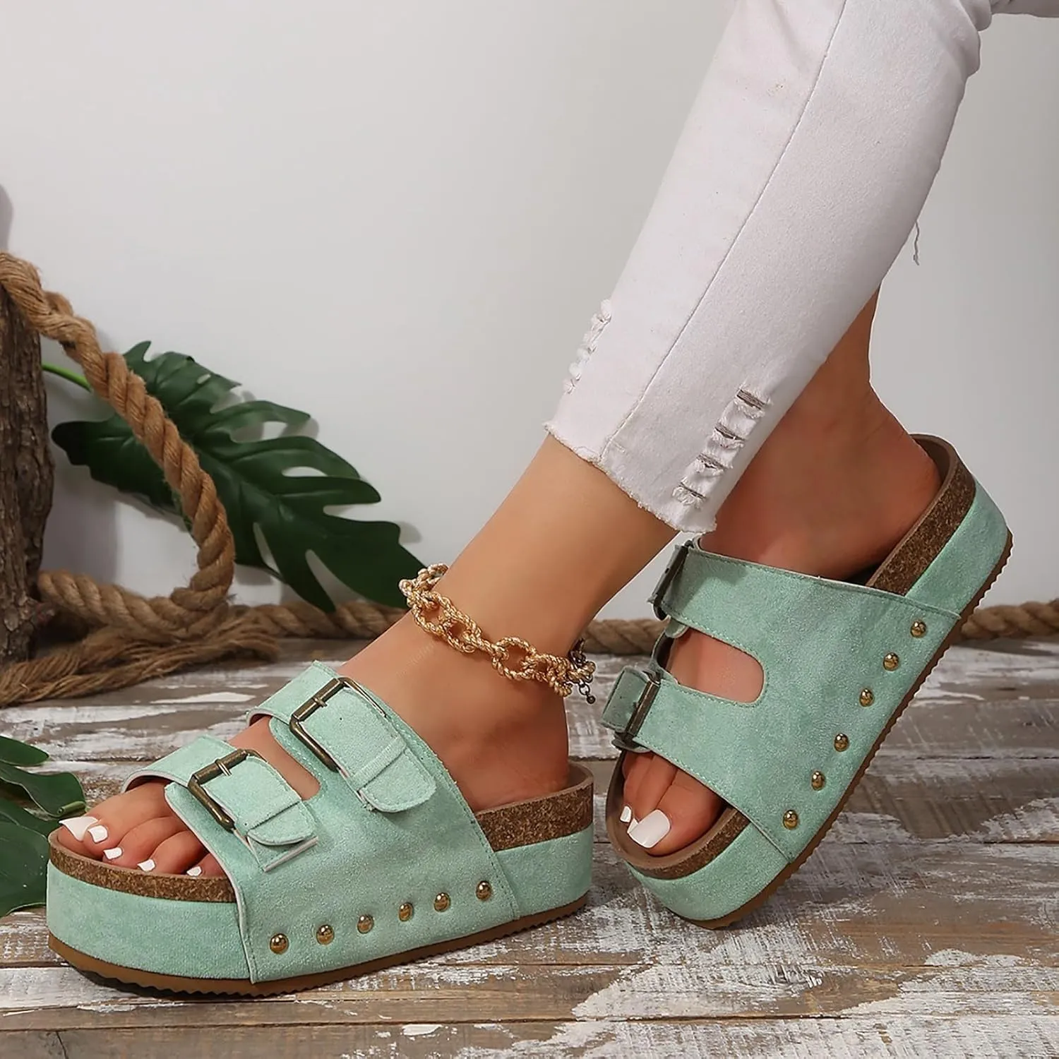 Women's Sandals Womens Casual Slip on Summer Wedge Sandals Summer Shoes Womens Low Wedges Platform Sandals