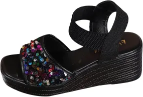Women's Sandals Women's Slope High Heel Sandals Sequin Fashion Casual Sandals Women Womens Leather Sandals Size 6