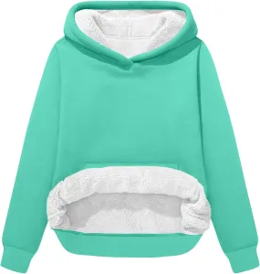 Womens Sherpa Pullover Oversized Hoodies Winter Cute Sweatshirts Pullover 2024 Fashion Tops Trendy Outfits