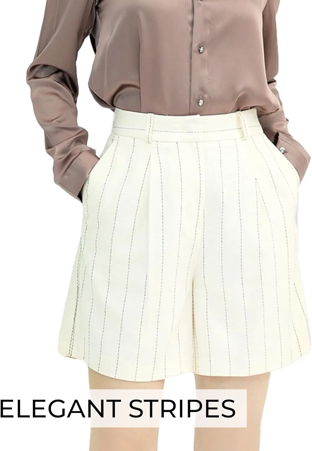 Womens Shorts 2025 Dressy High Rise Elastic Waist Pockets Mid Length Womens Dress Shorts Summer Casual Wear