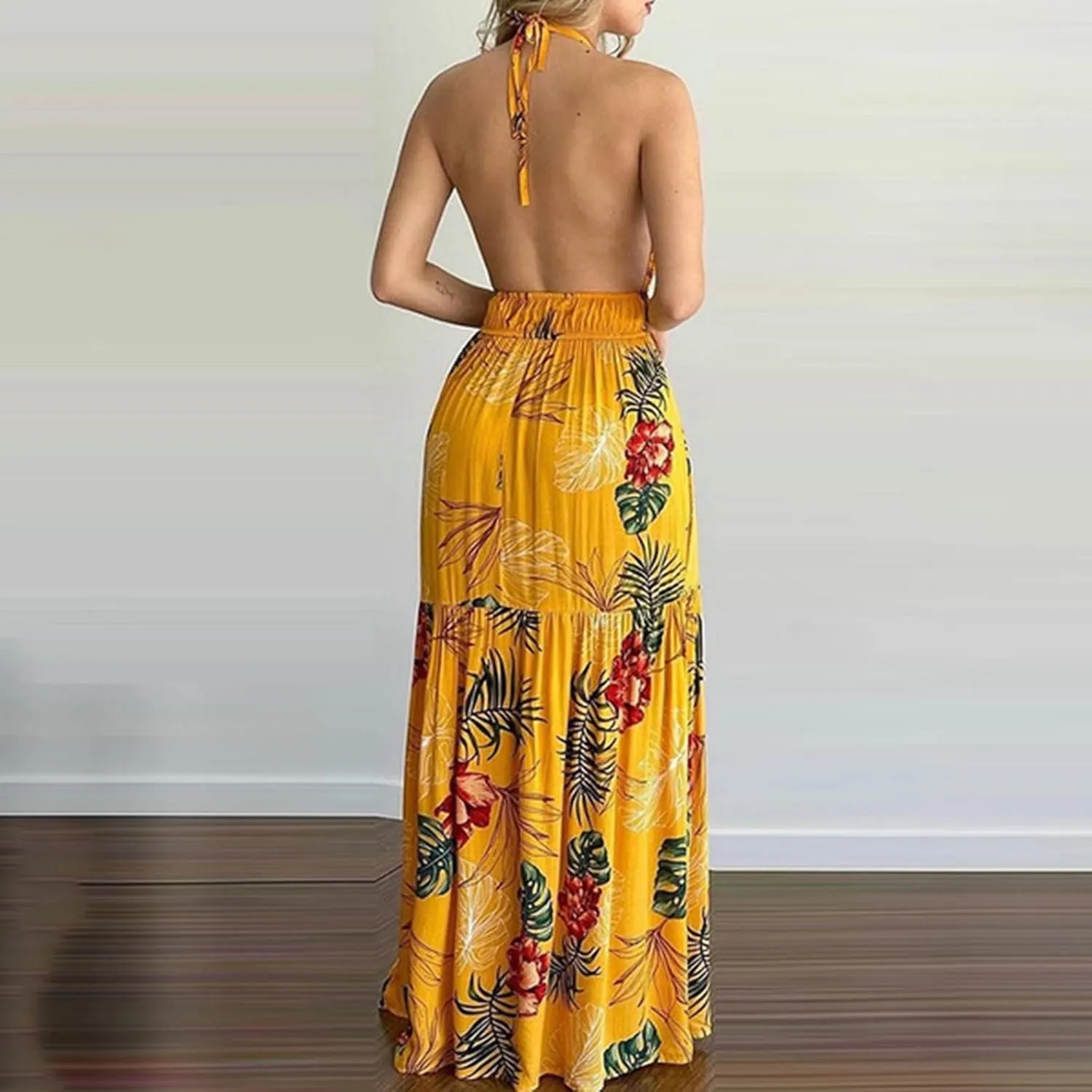 Womens Sleeveless Spaghetti Strap Homecoming Dresses - Deep V Neck Maxi Long Dresses