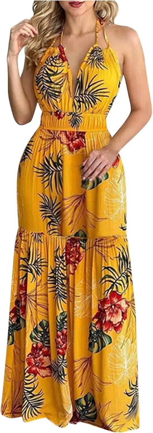 Womens Sleeveless Spaghetti Strap Homecoming Dresses - Deep V Neck Maxi Long Dresses
