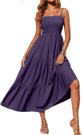 Womens Sleeveless Strapless Slip Dresses Dresses Sun Dresses for Women Beach Hawaiian Pleated Maxi Long Dresses