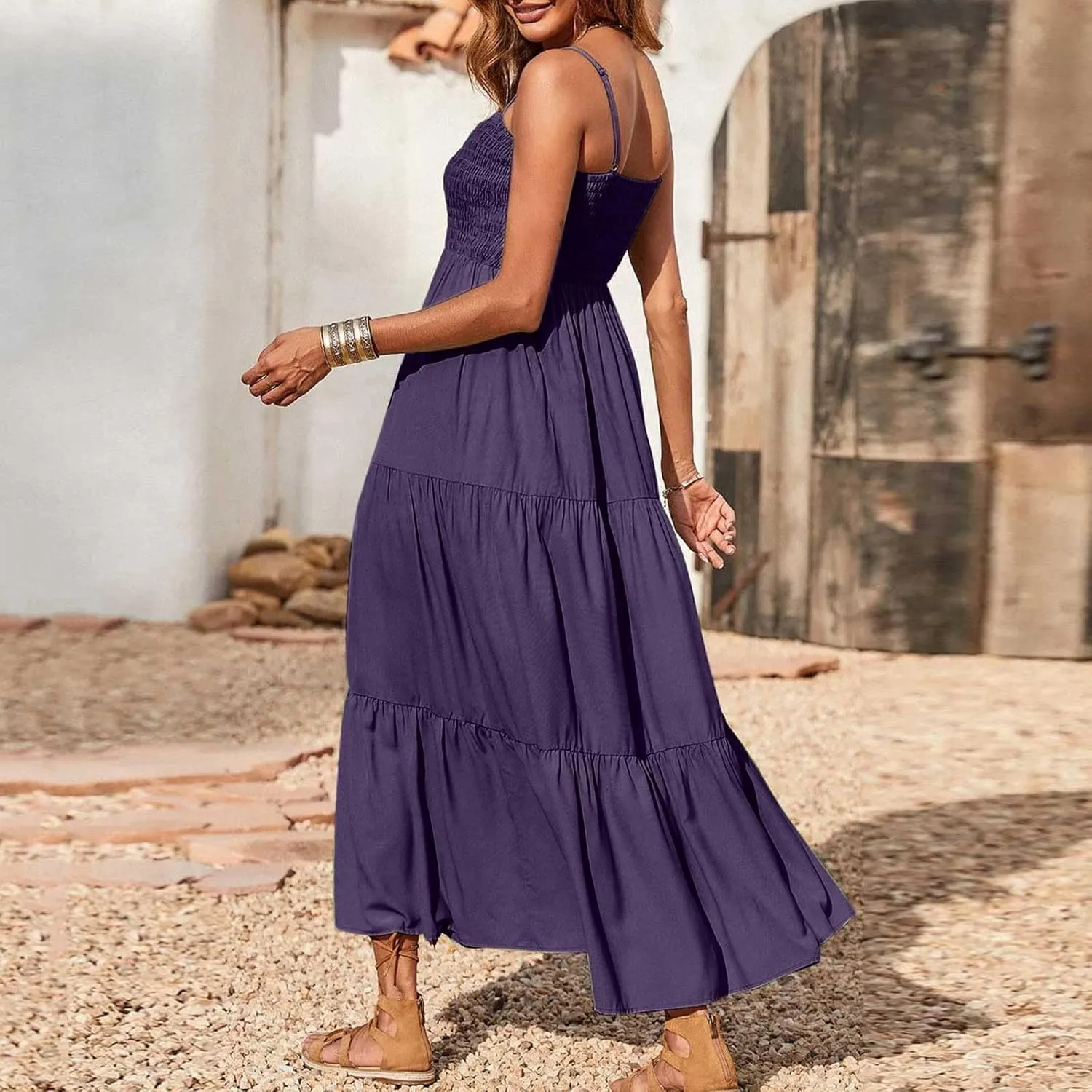 Womens Sleeveless Strapless Slip Dresses Dresses Sun Dresses for Women Beach Hawaiian Pleated Maxi Long Dresses