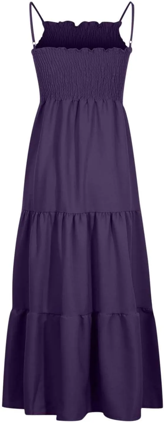Womens Sleeveless Strapless Slip Dresses Dresses Sun Dresses for Women Beach Hawaiian Pleated Maxi Long Dresses