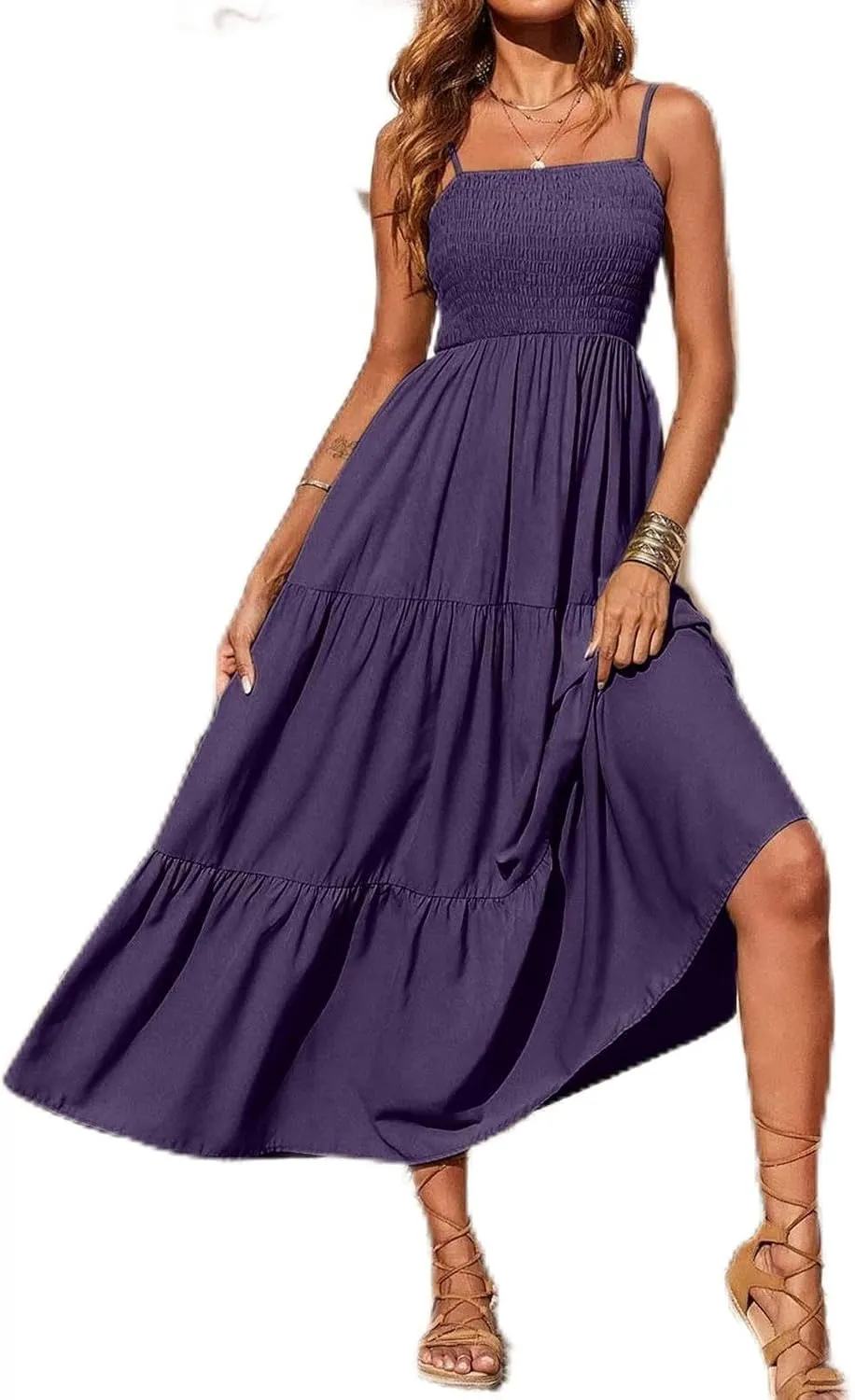 Womens Sleeveless Strapless Slip Dresses Dresses Sun Dresses for Women Beach Hawaiian Pleated Maxi Long Dresses