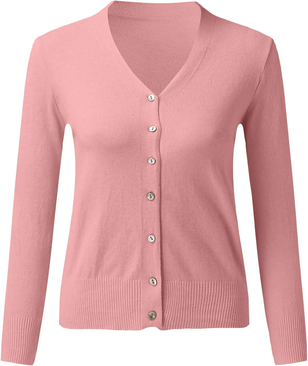 Womens Solid Button Down Long Sleeve Classic V Neck Knit Cardigan Sweater Sweater Jacket Womens Womens Coat