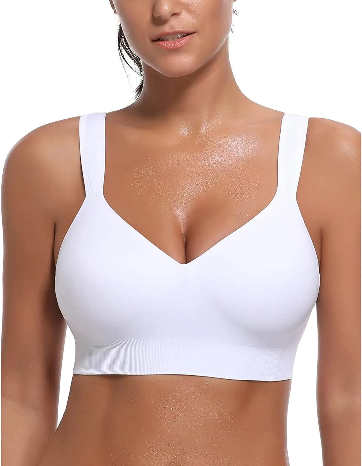 Womens Sports Bras Adjustable Elastic Strap Wide Shoulder Straps High Impact Activities Yoga Seamless Bra Sports Bras
