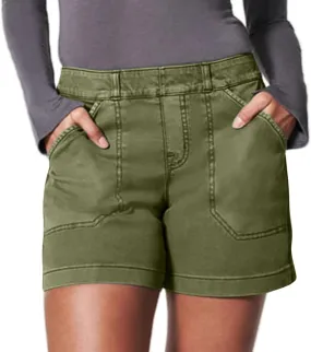 Womens Stretch Twill Shorts Casual High Waisted Elastic Wasit Chino Shorts Denim Jeans Shorts