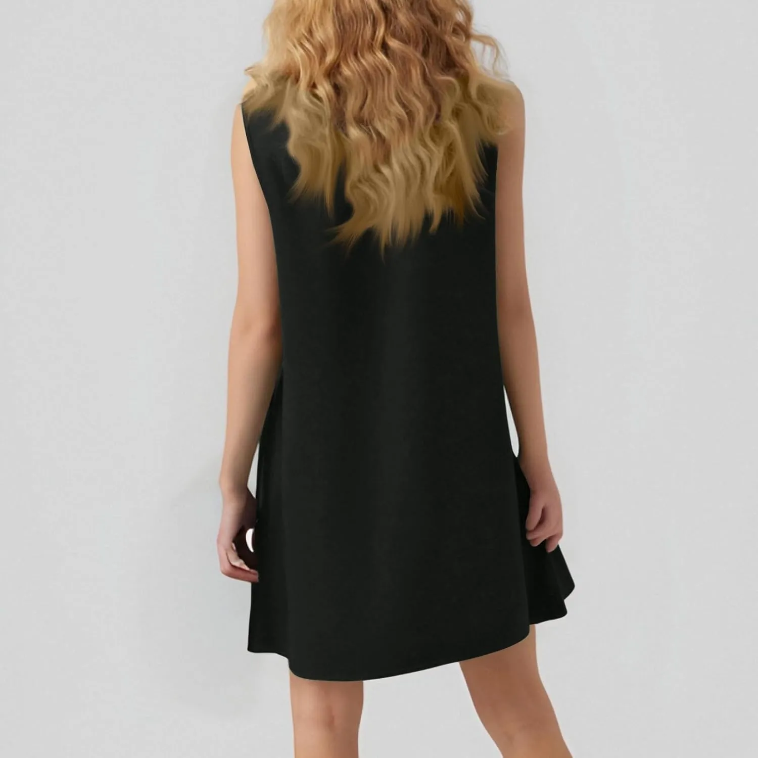 Womens Summer Dresses 2025 Loose V Neck Sleeveless Sundresses Swimsuit Coverup