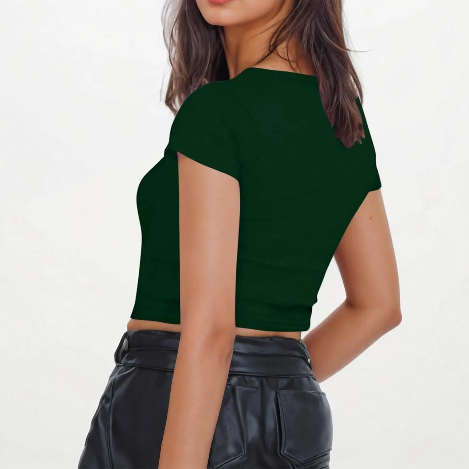 Womens Summer Going Out Tops Short Sleeve Crop Tops Basic T Shirts Scoop Neck Slim Fit Summer Tees Y2k Clothes