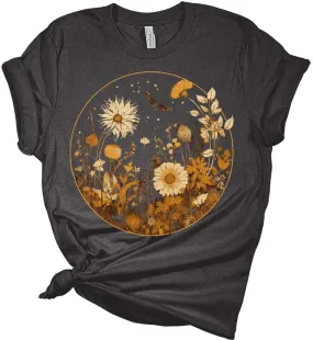 Womens Summer Shirts Trendy Boho Graphic Tees Cute Vintage Cottagecore T Shirts Floral Tops