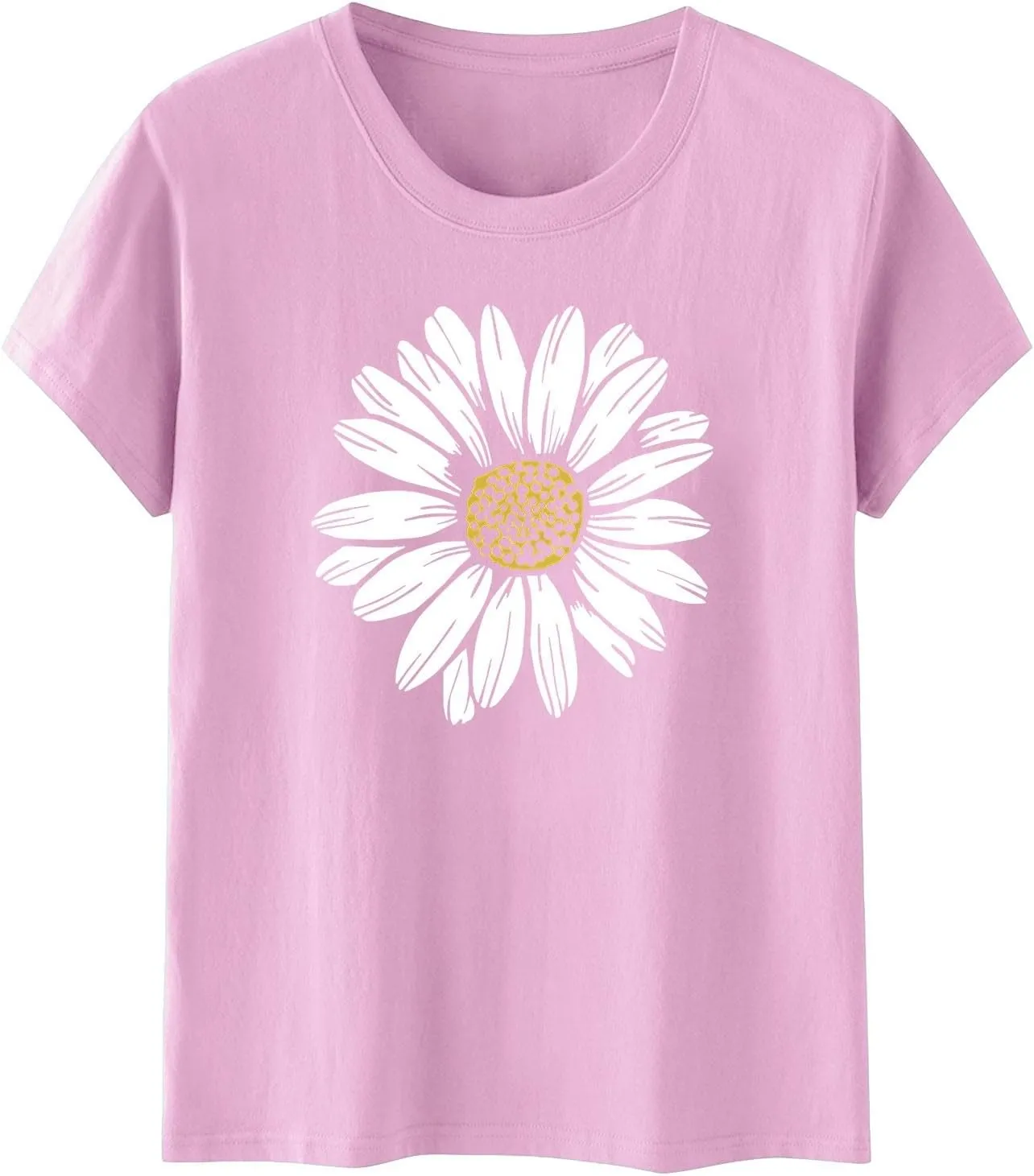 Women's Summer Sunflower T Shirt Cute Flower Graphic Loose Tees Crew Neck Short Sleeve Casual Tops Holiday Tee Shirt
