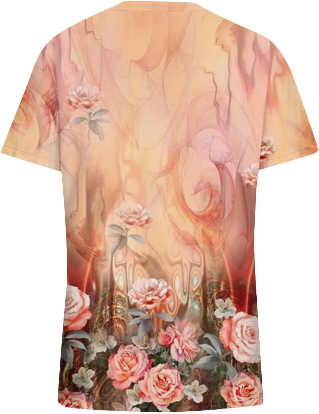 Womens Summer V Neck Tshirts Shirts Plus Size Short Sleeve Casual Tops Boho Floral Tees Loose Fit Blouse S-5X