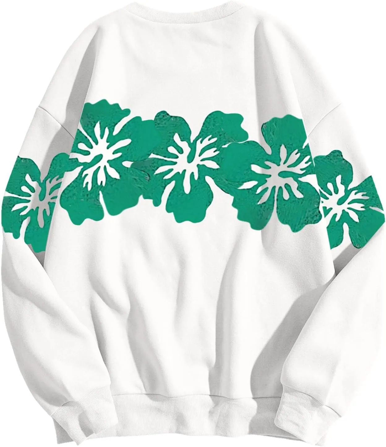 Womens Sweatshirt Floral Print Trendy Comfy Sweatshirts Drop Shoulder Long Sleeve Crewneck Casual Tshirts Clothing