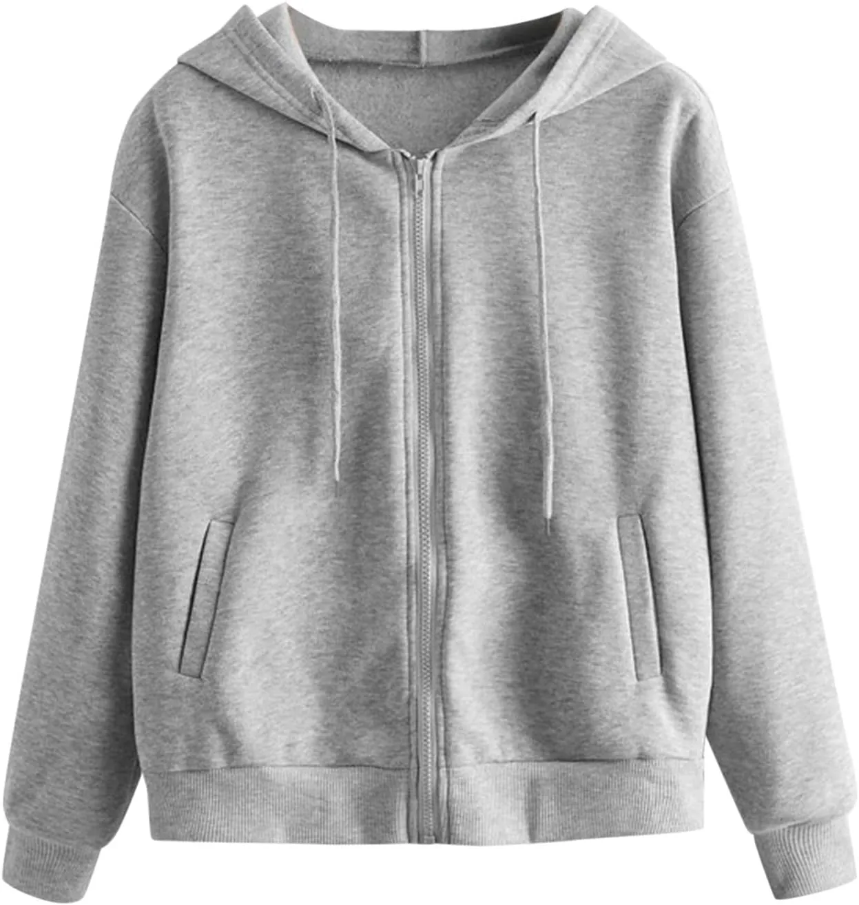 Womens Sweatshirts with Pockets,Crop Hoodies Women's Basic Zip-Up Pullover Hoodies Long Sleeve Cropped