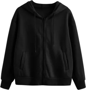 Womens Sweatshirts with Pockets,Crop Hoodies Women's Basic Zip-Up Pullover Hoodies Long Sleeve Cropped