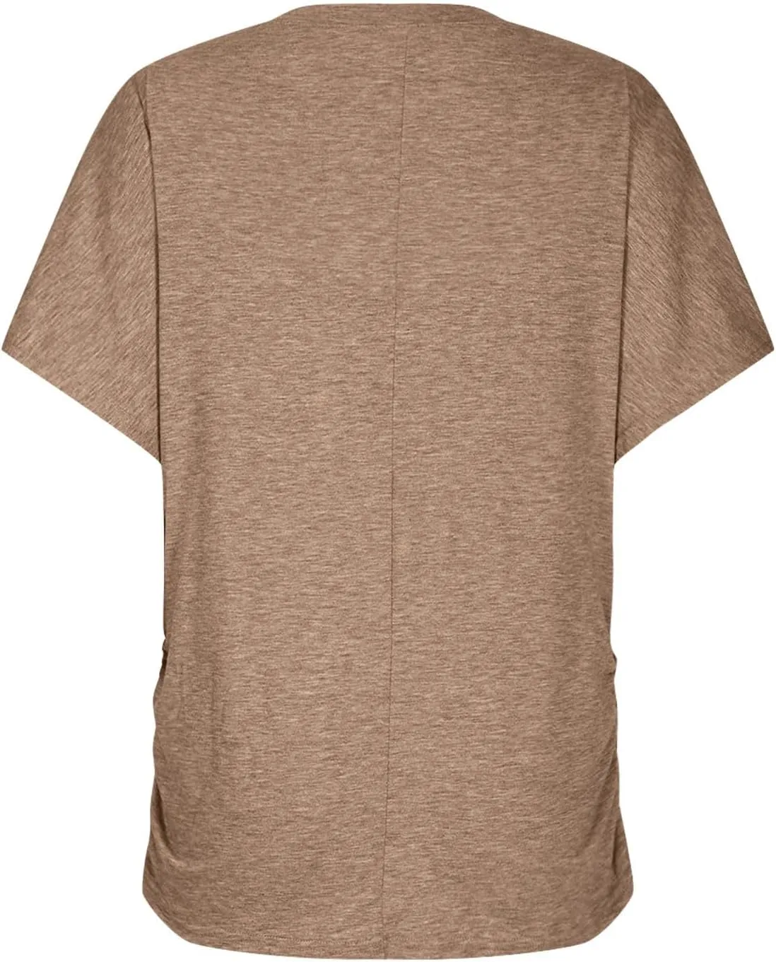 Women's T Shirts V Neck Casual Tees Short Sleeve Tops Ruched Side Summer Shirts Loose Fit T Shirts Comfy Blouses